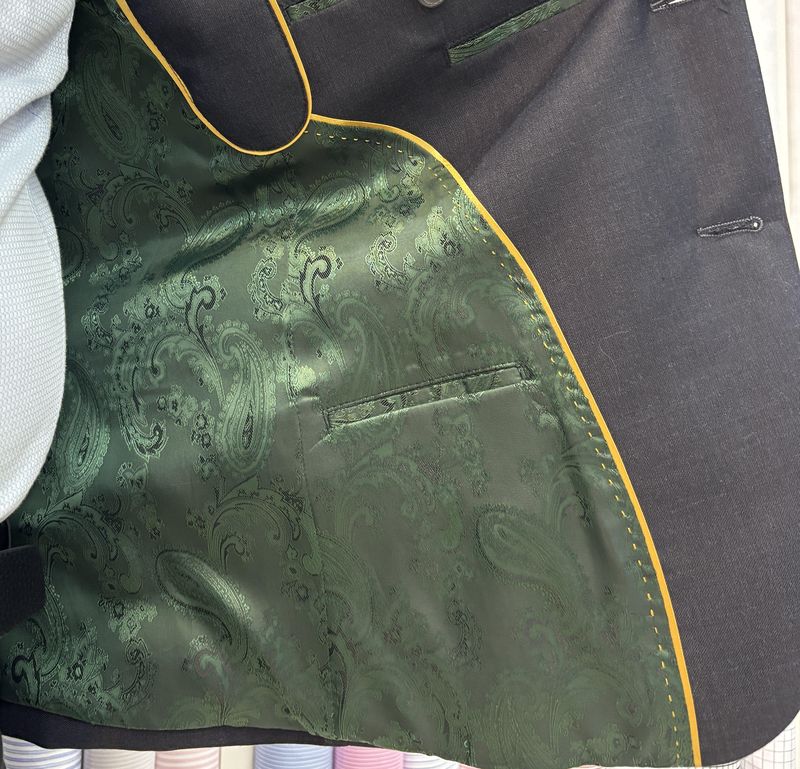 Green paisley jacket lining